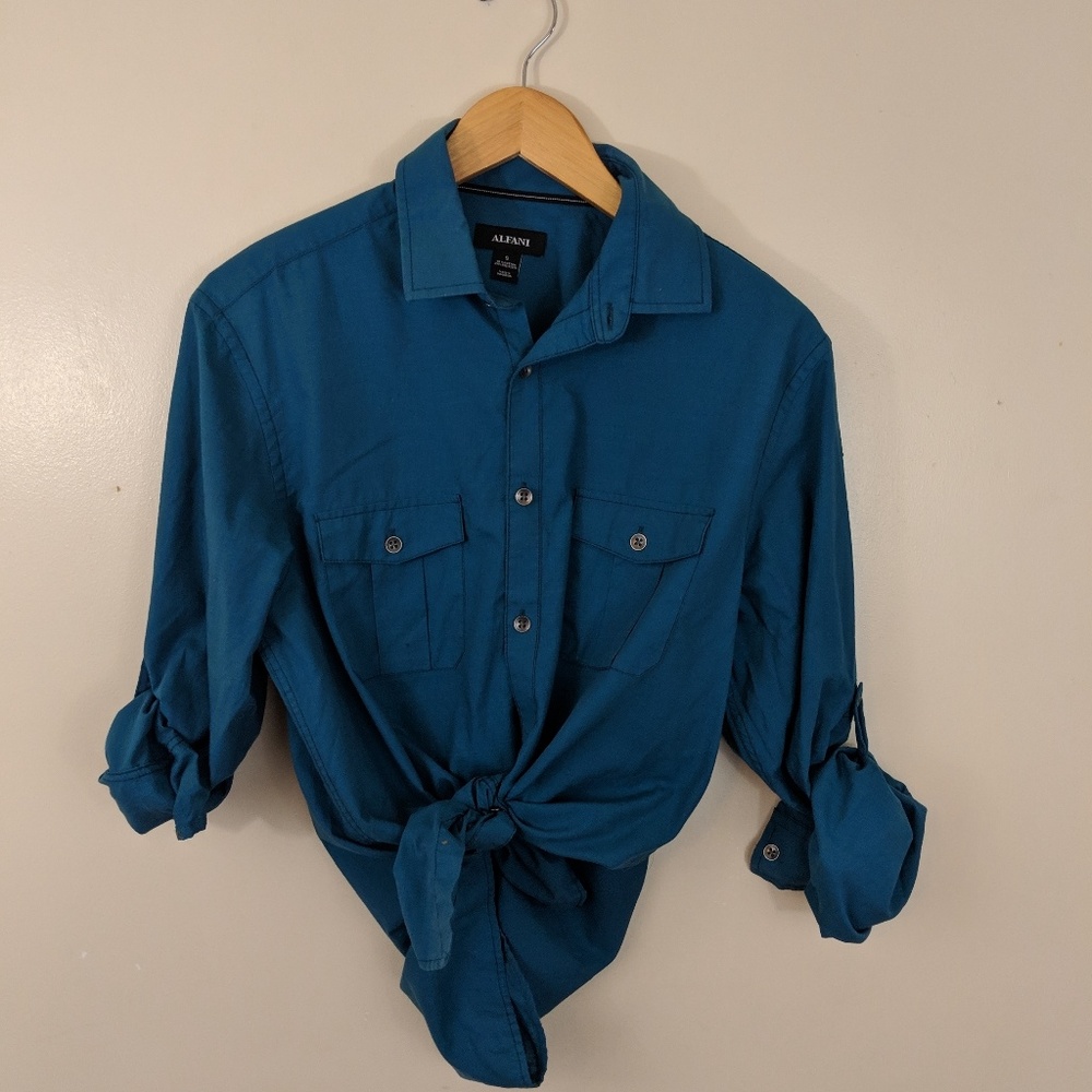 Alfani Womens Button Down Blouse Shirt Size Small